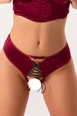 31. Satin open crotchless panties